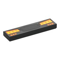 Visuel indicatif Rebrickable de Tuile 1 x 4 avec grille argentée, phares jaunes motif imprimé (Tile 1 x 4 with Silver Grill, Yellow Headlights Print)