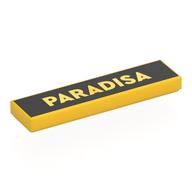 Visuel indicatif Rebrickable de Tuile 1 x 4 avec 'PARADISA' sur fond noir imprimé (Tile 1 x 4 with 'PARADISA' on Black Background Print)