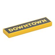 Visuel indicatif Rebrickable de Tuile 1 x 4 avec 'DOWNTOWN' sur fond noir motif imprimé (Tile 1 x 4 with 'DOWNTOWN' on Black Background Print)