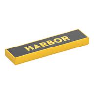 Visuel indicatif Rebrickable de Tuile 1 x 4 avec 'HARBOR' sur fond noir imprimé (Tile 1 x 4 with 'HARBOR' on Black Background Print)
