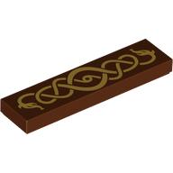 Visuel indicatif Rebrickable de Tuile 1 x 4 avec motif imprimé serpents d'or (Tile 1 x 4 with Gold Coiling Snakes Print)