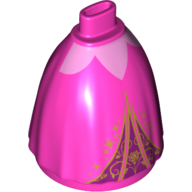 Jupe mini-poupée pleine, pas de bassin ou de pieds avec robe violet foncé, décorations en or, haut rose (Minidoll Skirt Full, No Hips or Feet with Dark Purple Under Dress, Gold Decorations, Pink Top)