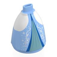 Jupe ample de mini-poupée, sans bassin ni pieds avec côtés blancs, décorations, bordure bleue, motif imprimé Turquoise foncé sous la robe (Minidoll Skirt Full, No Hips or Feet with White Sides, Decorations, Blue Trim, Dark Turquoise Under Dress Print)