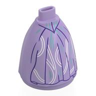 Jupe mini-poupée pleine, sans bassin ni pieds avec bordure violet foncé, blanc/bleu sable (Minidoll Skirt Full, No Hips or Feet with Dark Purple Trim, White/Sand Blue Decorations Print)
