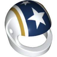 Casque, Standard avec rayures dorées et bleues foncées avec motif imprimé Grandes Étoiles (Helmet, Standard with Gold and Dark Blue Stripes with Large Stars Print)