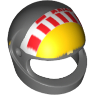 Casque, standard avec devant jaune et motif imprimé à rayures rouges et blanches (Helmet, Standard with Yellow Front and Red and White Checkered Stripe Print)