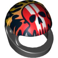 Casque, standard avec flammes et crâne rouge avec motif imprimé rayures blanches (Helmet, Standard with Flames and Red Skull with White Stripes Print)