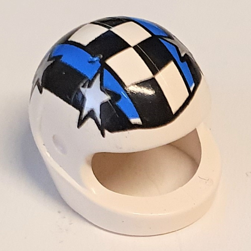 Casque, Standard avec Chèques et 4 Étoiles d'Argent imprimé (Helmet, Standard with Checks and 4 Silver Stars Print)