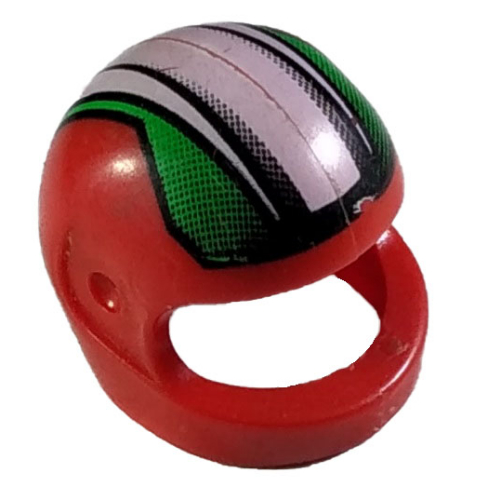 Casque, Standard avec motif imprimé rayures noires, vertes et blanches (Helmet, Standard with Black, Green and White Stripes Print)