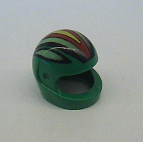 Casque, standard avec bandes de course, noir/vert citron/rouge/jaune imprimé (Helmet, Standard with Racing Stripes, Black/Lime/Red/Yellow Print)