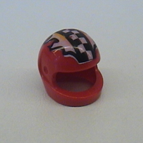 Casque, Standard avec motif imprimé Chèques et Flammes (Helmet, Standard with Checks and Flames Print)