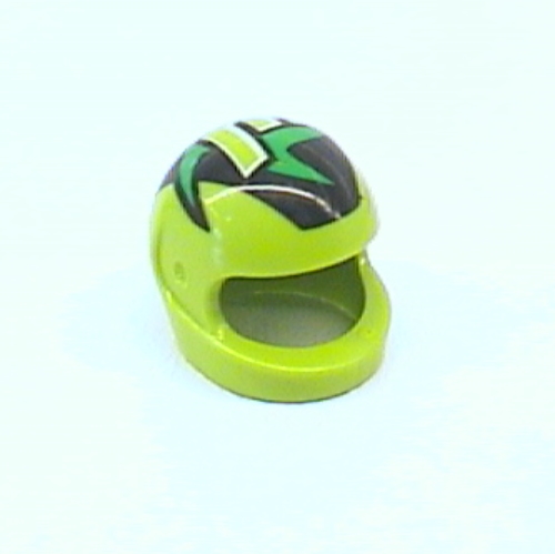 Casque, Standard avec motif imprimé vert citron 'M', Noir, Rouge et Vert (Helmet, Standard with Lime 'M', Black, Red, and Green Print)