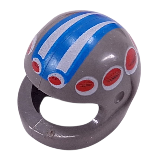 Casque, Standard avec cercles rouges/blancs et motif imprimé rayé bleu/blanc (Helmet, Standard with Red/White Circles and Blue/White Striped Print)