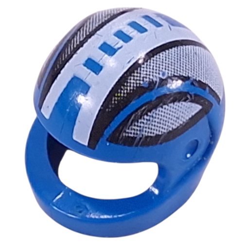 Casque, Standard avec rayures noires et motif imprimé échelle centrale blanche (Helmet, Standard with Black Stripes and White Center Ladder Print)