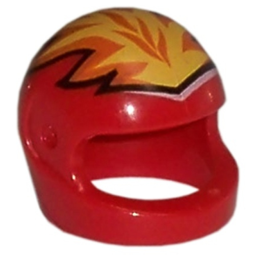 Casque, standard avec motif imprimé flammes jaune et orange (Helmet, Standard with Flames Yellow and Orange Print)
