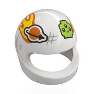 Casque, standard avec logo de l'espace classique, flammes, motif imprimé alien vert citron (Helmet, Standard with Classic Space Logo, Flames, Lime Alien Print)