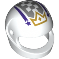 Casque, standard avec étoiles de tournage violet foncé, chèques gris et motif imprimé Couronne d'or (Helmet, Standard with Dark Purple Shooting Stars, Gray Checks, and Gold Crown Print)