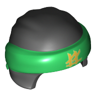 Bandeau avec bandeau et noeud, motif vert et motif imprimé symbole or (Head Wrap with Headband and Knot, Green Pattern and Gold Symbol Print)