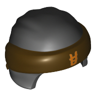 Enveloppement de tête avec bandeau et noeud, motif brun foncé et motif imprimé symbole orange (Head Wrap with Headband and Knot, Dark Brown Pattern and Orange Symbol Print)