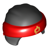Bandeau et noeud, motif rouge et motif imprimé symbole or (Head Wrap with Headband and Knot, Red Pattern and Gold Symbol Print)