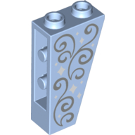 Visuel indicatif Rebrickable de Brique inclinée inversée 75° 2 x 1 x 3 avec motif imprimé étoiles et tourbillons (Brick Sloped Inverted 75° 2 x 1 x 3 with Stars and Swirls Print)