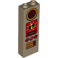 Visuel indicatif Rebrickable de Brique 1 x 2 x 5 avec haut-parleur, boutons, panneau de contrôle imprimé (Brick 1 x 2 x 5 with Speaker, Buttons, Control Panel Print)