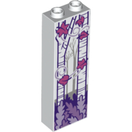 Visuel indicatif Rebrickable de Brique 1 x 2 x 5 avec des troncs de bouleau, et motif imprimé feuilles magenta (Brick 1 x 2 x 5 with Birch Tree Trunks, and Magenta Leaves Print)