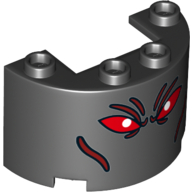 Visuel indicatif Rebrickable de Demi-cylindre 2 x 4 x 2 avec 1 x 2 découpe avec yeux rouges (Ares Face) (Cylinder Half 2 x 4 x 2 with 1 x 2 Cutout with Red Eyes (Ares Face))