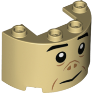 Visuel indicatif Rebrickable de Demi-cylindre 2 x 4 x 2 avec 1 x 2 découpe avec motif imprimé sur le visage (grapp) (Cylinder Half 2 x 4 x 2 with 1 x 2 Cutout with Face Print (Grawp))