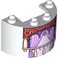 Visuel indicatif Rebrickable de Cylindre moitié 2 x 4 x 2 avec 1 x 2 découpe avec balcon, rideaux rose vif, cadre imprimé violet foncé / rouge foncé (Cylinder Half 2 x 4 x 2 with 1 x 2 Cutout with Balcony, Bright Pink Curtains, Dark Purple/Dark Red Frame Print)