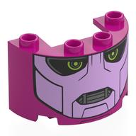Visuel indicatif Rebrickable de Demi-cylindre 2 x 4 x 2 avec 1 x 2 découpe avec visage Sentinelle lavande, motif imprimé yeux de vert citron (Cylinder Half 2 x 4 x 2 with 1 x 2 Cutout with Lavender Sentinel Face, Lime Eyes Print)
