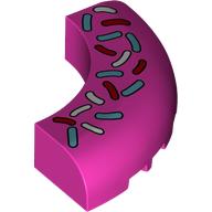 Visuel indicatif Rebrickable de Brique ronde coin 5 x 5 x 1 courbé, découpes inférieures, pas de tenons, 7 tubes inférieurs avec motif imprimé en copeaux (Brick Round Corner 5 x 5 x 1 Curved, Bottom Cut Outs, No Studs, 7 Bottom Tubes with Doughnut Sprinkles Print)
