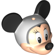 Tête de minifigurine spéciale avec oreilles et nez de souris noirs, casque gris bleuté clair, motif imprimé cils (souris minnie) (Minifig Head Special with Black Mouse Ears and Nose, Light Bluish Grey Helmet, Eyelashes Print (Minnie Mouse))