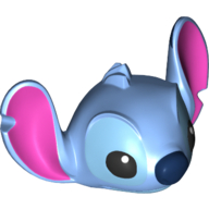 Tête de minifigurine Spécial avec de grandes oreilles crantées (intérieures rose foncé), des touffes de fourrure et un motif imprimé bleu foncé circulaire (point) (Minifig Head Special with Large Notched (Dark Pink Inner) Ears, Fur Tufts, and Circular Dark Blue Nose Print (Stitch))