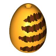 Visuel indicatif Rebrickable de Oeuf alimentaire avec trou de 1,5 mm avec motif imprimé abeille /wasp rouge foncé / brun rougeâtre (Food Egg with 1.5mm Hole with Dark Red/Reddish Brown Bee /Wasp Stripes Print)