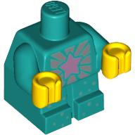 Visuel indicatif Rebrickable de Bébé / bambin corps avec les bras fixes et les mains jaunes scintillent bébé avec étoile rose, rayons argentés et taches (Baby / Toddler Body with Fixed Arms and Yellow Hands Sparkle Baby with Pink Star, Silver Rays and Spots)