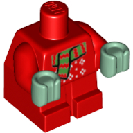 Visuel indicatif Rebrickable de Bébé / bambin corps avec les bras fixes et le sable vert mains et Christmas grenouillère et écharpe motif imprimé (Grogu / l'enfant / bébé Yoda) (Baby / Toddler Body with Fixed Arms and Sand Green Hands and Christmas Onesie and Scarf Print (Grogu / The Child / Baby Yoda))
