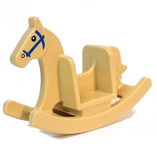 Visuel indicatif Rebrickable de Cheval à bascule avec bride bleue, motif imprimé Yeux noirs (Rocking Horse with Blue Bridle, Black Eyes Print)