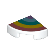 Visuel indicatif Rebrickable de Tuile ronde 1 x 1 trimestre avec motif imprimé arc-en-ciel (Tile Round 1 x 1 Quarter with Rainbow Print)