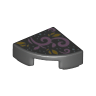 Visuel indicatif Rebrickable de Tuile ronde 1 x 1 trimestre avec lavande, décoration orange clair vif imprimé (Tile Round 1 x 1 Quarter with Lavender, Bright Light Orange Decoration Print)