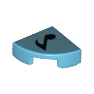 Visuel indicatif Rebrickable de Tuile ronde 1 x 1 trimestre avec note de musique noire simple, motif imprimé lignes bleues (Tile Round 1 x 1 Quarter with Single Black Music Note, Blue Lines Print)