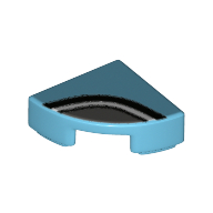 Visuel indicatif Rebrickable de Tuile ronde 1 x 1 trimestre avec motif imprimé noir/gris foncé (Tile Round 1 x 1 Quarter with Black/Dark Bluish Grey Circles Print)