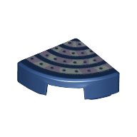 Visuel indicatif Rebrickable de Tuile ronde 1 x 1 trimestre avec motif imprimé rayures vert jaunâtre/lavande (Tile Round 1 x 1 Quarter with Yellowish Green/Lavender Stripes Print)