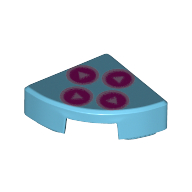 Visuel indicatif Rebrickable de Tuile ronde 1 x 1 trimestre avec des boutons de contrôleur de jeu rose foncé motif imprimé (Tile Round 1 x 1 Quarter with Dark Pink Game Controller Buttons Print)