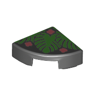 Visuel indicatif Rebrickable de Tuile ronde 1 x 1 trimestre avec feuilles vertes, motif imprimé de fleurs de corail (Tile Round 1 x 1 Quarter with Green Leaves, Coral Flowers Print)