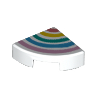 Visuel indicatif Rebrickable de Tuile ronde 1 x 1 trimestre avec motif imprimé arc-en-ciel (Tile Round 1 x 1 Quarter with Rainbow Print)