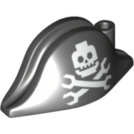 Chapeau pirate bicorne (amiral) avec crâne de jolly roger robotisé et motif imprimé os croisés (Hat Pirate Bicorne (Admiral) with Robotic Jolly Roger Skull and Crossbones Print)