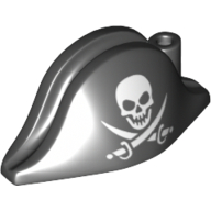Chapeau Pirate Bicorne (Amiral) avec Crâne et Cutlass croisés motif imprimé (Hat Pirate Bicorne (Admiral) with Skull and Crossed Cutlasses Print)
