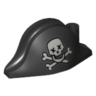 Chapeau pirate bicorne (amiral) avec crâne avec x yeux et os croisés motif imprimé (Hat Pirate Bicorne (Admiral) with Skull with X Eyes and Crossbones Print)