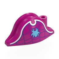 Chapeau pirate bicorne (amiral) avec araignée bleu clair vif, sangle violet foncé, motif imprimé bord blanc (Hat Pirate Bicorne (Admiral) with Bright Light Blue Spider, Dark Purple Webbing, White Border Print)